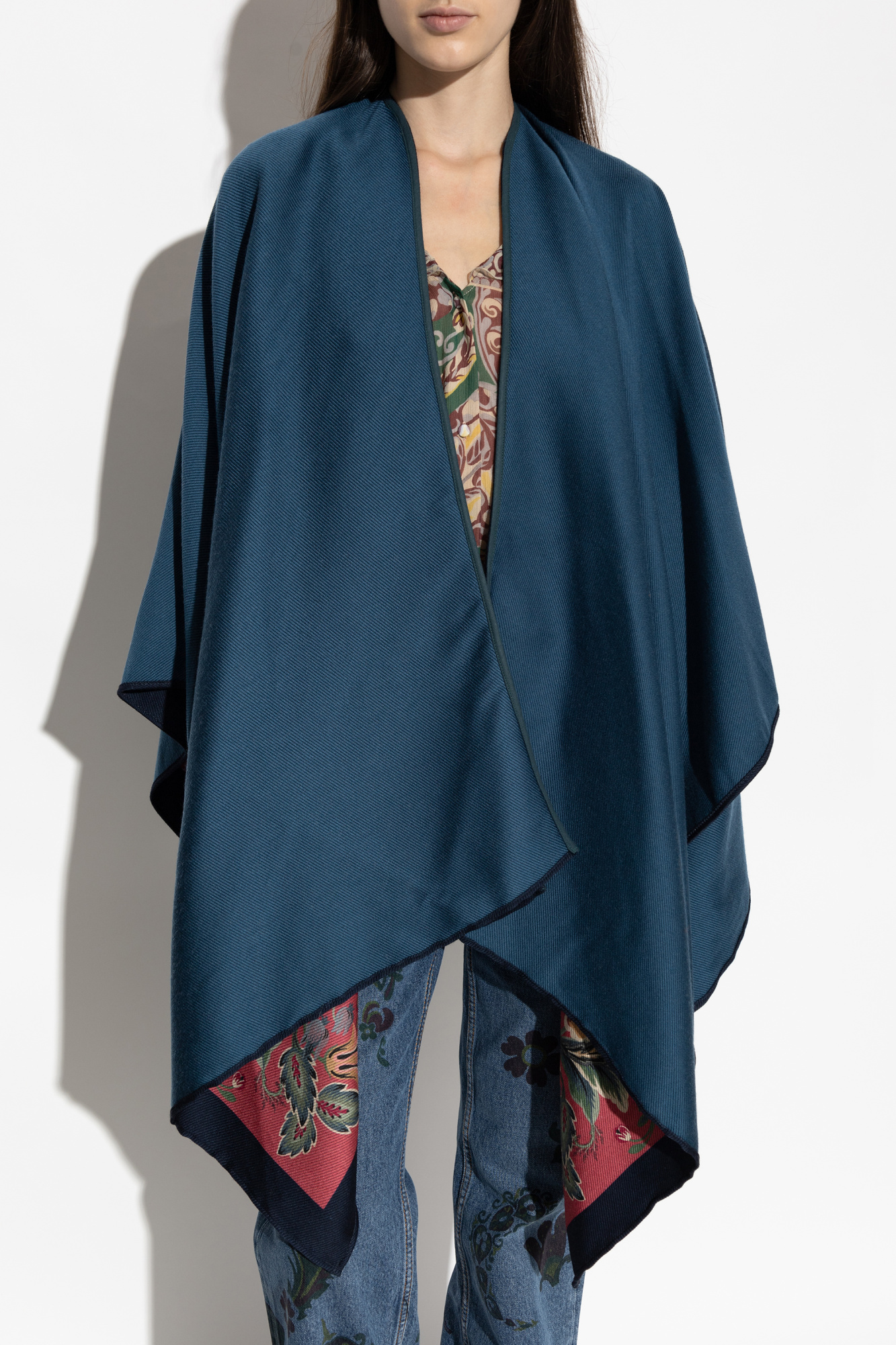 ETRO 花柄 シルクポンチョ風192-158004-4495